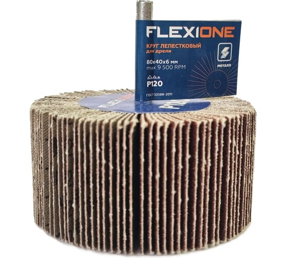 Изображение товара Круг лепестковый для дрели Flexione 80x40x6мм Р120 Flexion 10000277