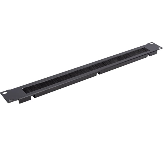 Изображение товара Кабельный органайзер Cabeus горизонтальный 1U, с щеточным вводом, металлический, SH-J004A-BK