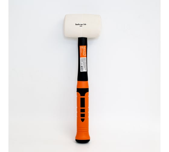 Изображение товара Киянка BOHRER 450 г, рукоятка фиберглас с резиновым покрытием, круглый боек, белая резина 45013345