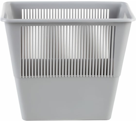 Изображение товара Корзина для бумаг Стамм 12 л, прямоугольная, сетчатая, серая КР32