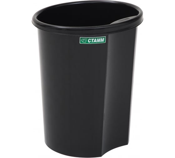 Изображение товара Корзина для бумаг Стамм 12 л, цельная, черная КР11