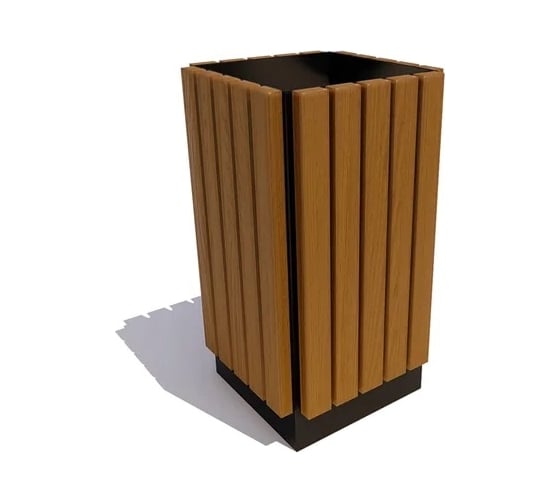 Изображение товара Уличная урна 7 скамеек Вертикаль, лиственная, тик 67023/ВЕРТ/9005/Л_ТИК