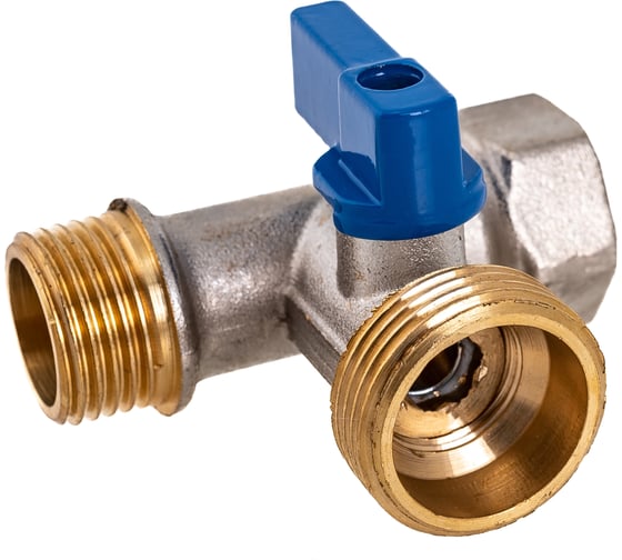 Изображение товара Шаровой кран для стиральной машины RM трёхпроходной, 1/2х3/4х1/2, никелированный -3WFMM