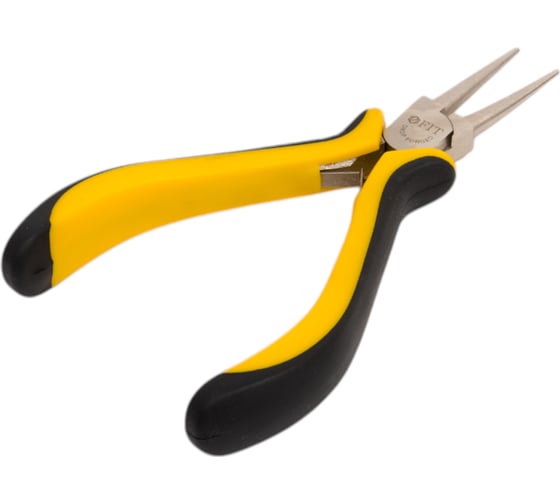 Изображение товара Круглогубцы FIT мини Профи, никелированное покрытие, черно-желтые мягкие ручки 125 мм 51637