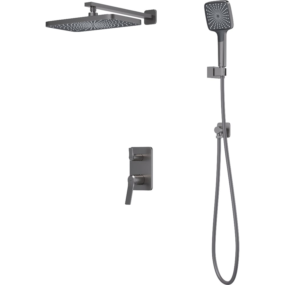 Изображение товара Встраиваемая система душа IDDIS Parker матовый графит 3 режима верхний и ручной душ