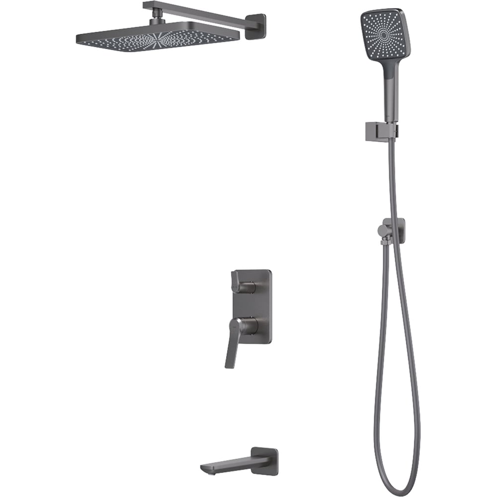 Изображение товара Встраиваемая система с тропическим, ручным душем и изливом IDDIS Parker матовый графит PARGM03i68
