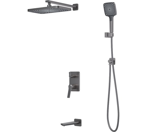 Изображение товара Встраиваемая система с тропическим, ручным душем и изливом IDDIS Parker матовый графит PARGM03i68