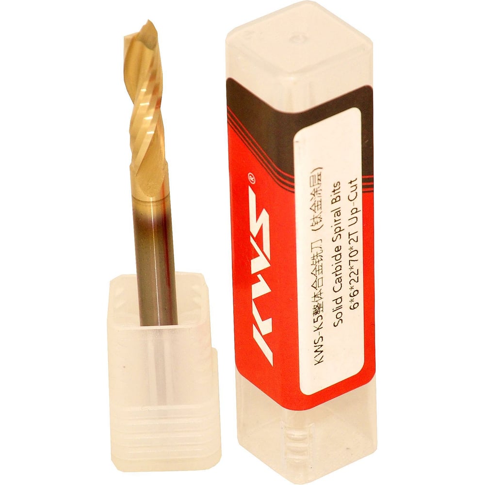 Изображение товара Спиральная чистовая фреза KWS 6x6x22x70 Z2 RH Golden Coating