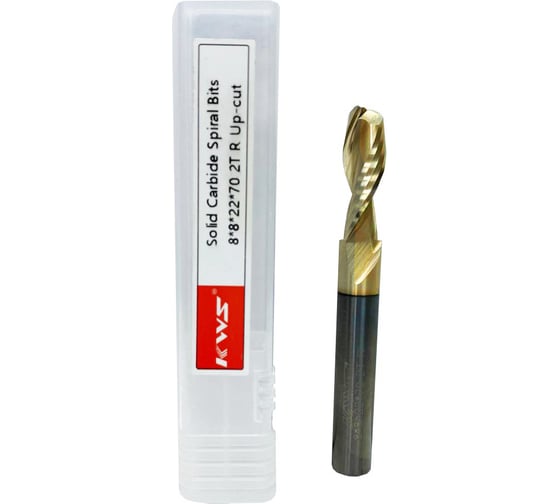 Изображение товара Фреза спиральная чистовая (стружка вверх) KWS 8х8х22х70 Z2 RH Golden Coating 4093-020ZZ-630819459
