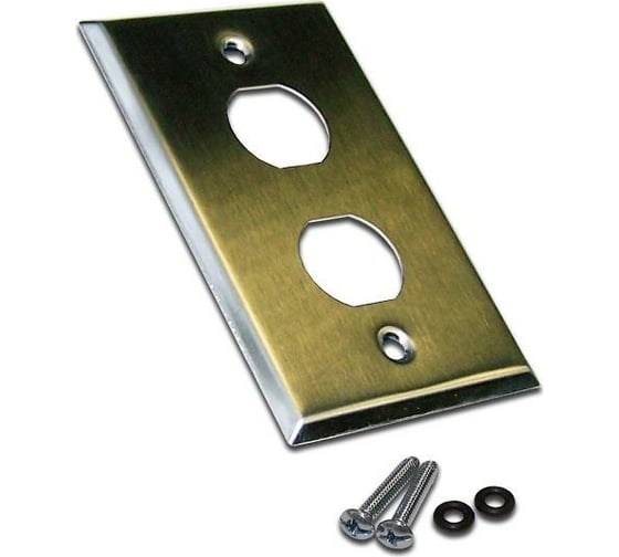 Изображение товара Накладка настенной розетки LANMASTER 2 порта, нержавеющая сталь LAN-WPM-2OK