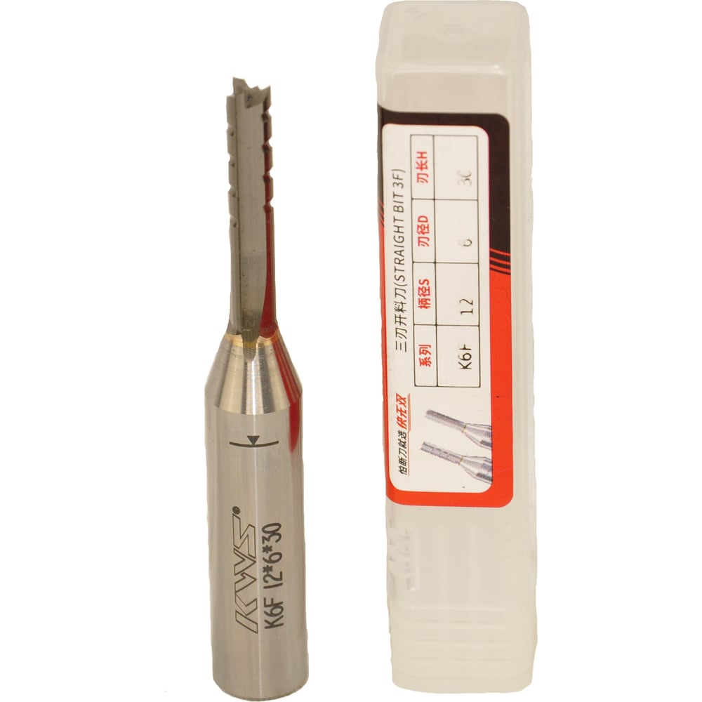 Изображение товара Фреза прямая KWS HW со стружколомом D=6mm, H=30, L=85, S=12, Z=3