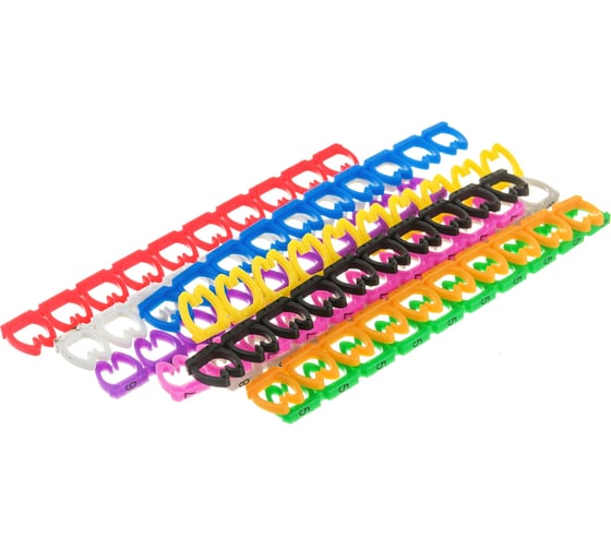 Изображение товара Набор цветных маркировочных кабельных клипс LANMASTER с цифрами для кабелей LAN-MCC-NUM-SET-C6