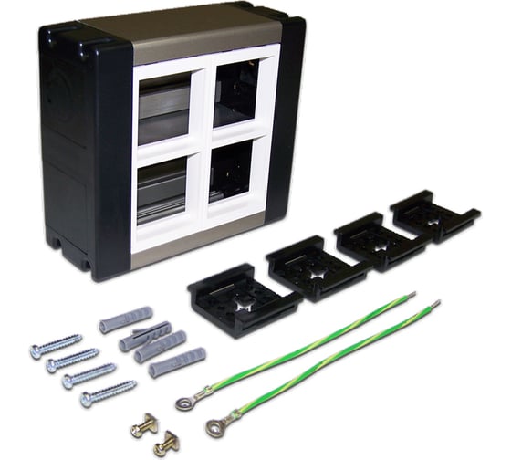 Изображение товара Настенный блок LANMASTER Mosaic сдвоенный, на 4 модуля, 45x45 LAN-WA-WBK2-F45/4