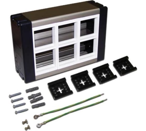 Изображение товара Настенный блок LANMASTER Mosaic сдвоенный, на 6 модулей, 45x45 LAN-WA-WBK2-F45/6