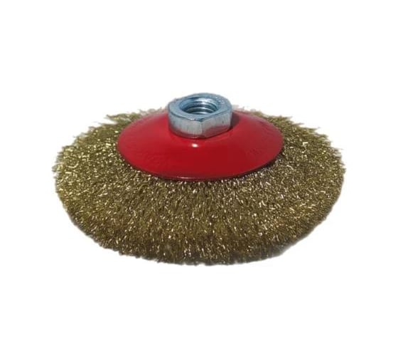 Изображение товара Корщетка колесо 125 мм М14 радиальная с наклоном, мягкая латунированная проволока 0.3 мм Diamond Industrial DIDSHR12514