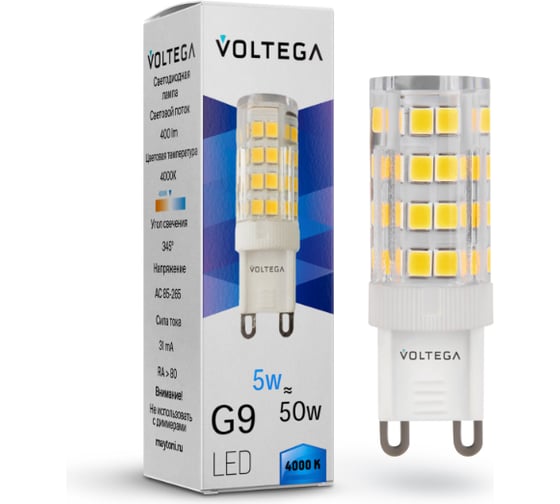 Изображение товара Светодиодная лампа VOLTEGA Simple Capsule 5W, 4000K, G9 7186