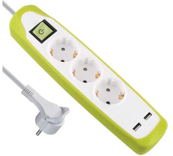 Изображение товара Удлинитель сетевой Electraline с выключателем, с заземлением, 2 метра с защитой от детей 62155