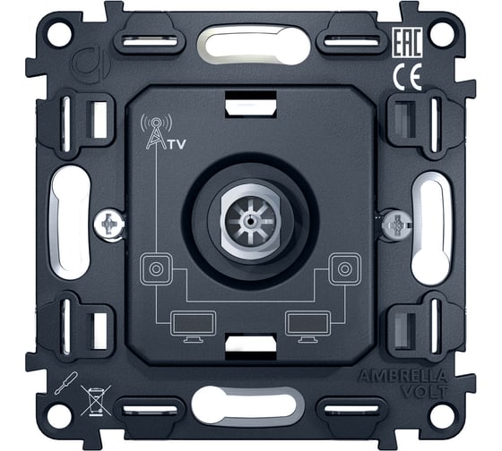 Изображение товара Механизм TV розетки проходной Ambrella VOLT 5-1000 MHz 4dB VM211