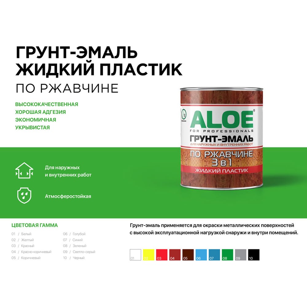 Изображение товара Грунт-эмаль 3в1 ALOE синий 0,8 кг жидкий пластик для внутренней и внешней окраски