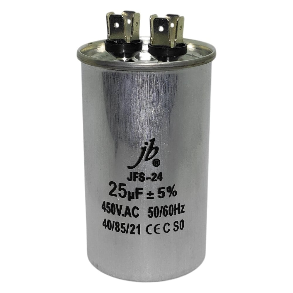 Изображение товара Конденсатор пусковой JB Capacitors , 25мкФ, 450В, 50х85, JFS-24 (CBB65A) Алюминевый корпус (клеммы), JFS24A6256J000000B-394
