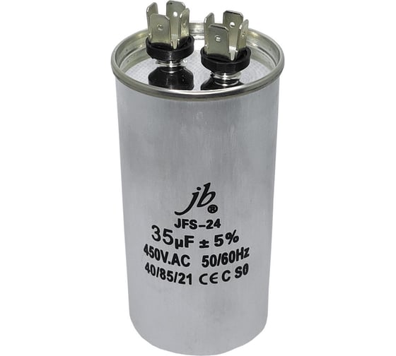 Изображение товара Конденсатор пусковой JB Capacitors , 35мкФ, 450В, 50х100, JFS-24 (CBB65A) Алюминевый корпус (клеммы), JFS24A6356J000000B-393