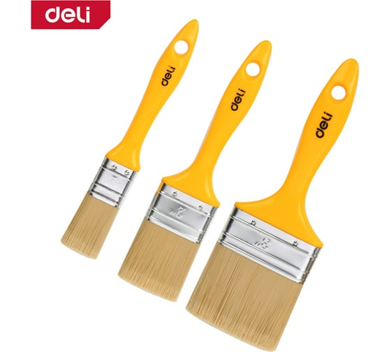 Изображение товара Набор малярных кистей DELI с пластиковой ручкой 3шт DL509157 (ширина ворса 25/50/75 мм) 188081