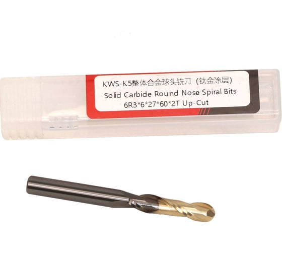 Изображение товара Фреза спиральная чистовая со сферическим торцом (стружка вверх) KWS 6х27х60 R3 Z2 RH 4093-02000-99984376