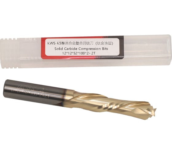 Изображение товара Фреза спиральная KWS двунаправленный рез 12х12х52х100 Z2+2 Golden Coating 4093-020F0-99984424