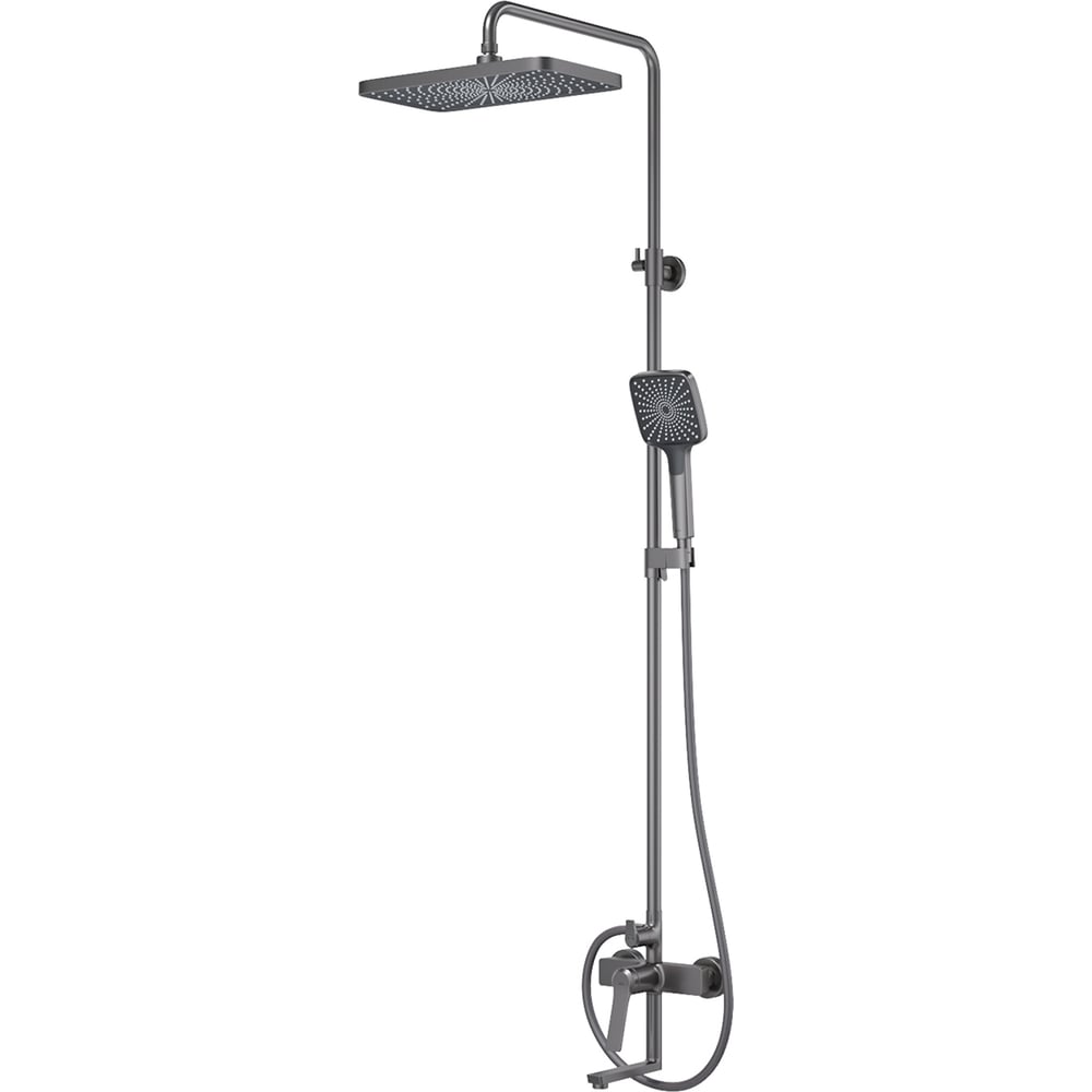 Изображение товара Душевая система IDDIS Parker с тропическим душем и изливом, матовый графит