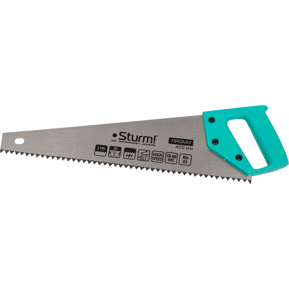 Изображение товара Ножовка по дереву Sturm 400 мм, 3 TPI, двухстороннее зубье, для распила дерева