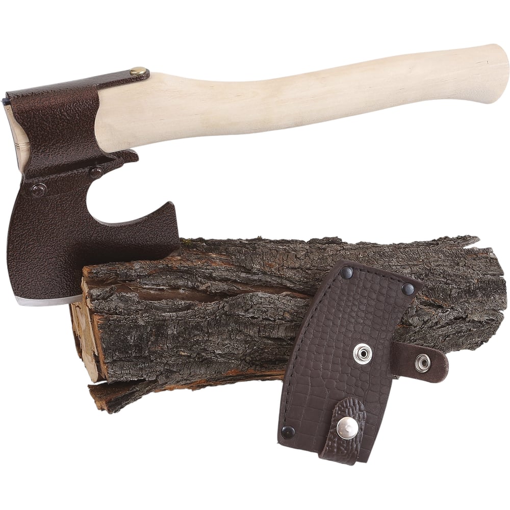 Изображение товара Топор KOPPER.TOOLS с деревянным рукоятью и кожаным чехлом KA0977