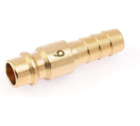 Изображение товара Штуцер быстросъёмный латунный Дело Техники "папа" (М) × ёлочка 9мм 949051