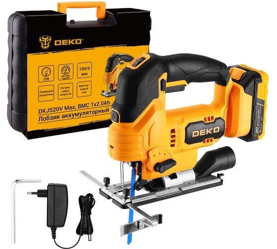 Изображение товара Лобзик аккумуляторный DEKO DKJS20V Max в кейсе , 20В, 1x2.0Ач 085-1327