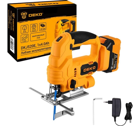 Изображение товара Лобзик аккумуляторный DEKO DKJS20E, 20В, 1x4.0Ач 083-1124