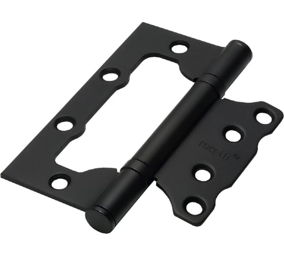 Изображение товара Дверная петля накладная для межкомнатных дверей, универсальная Rucetti RFHN-100*75*2,5 BL с подшипником без врезки, цвет-черный 9016525