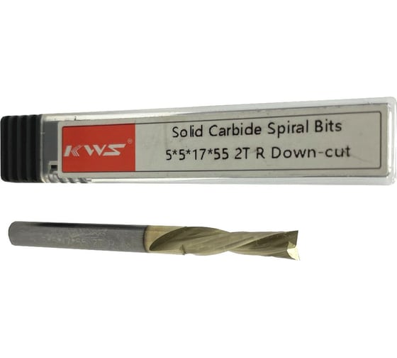 Изображение товара Фреза спиральная чистовая KWS (стружка вниз) 5*5*17*55 Z2 RH Golden Coating RFK1C0025