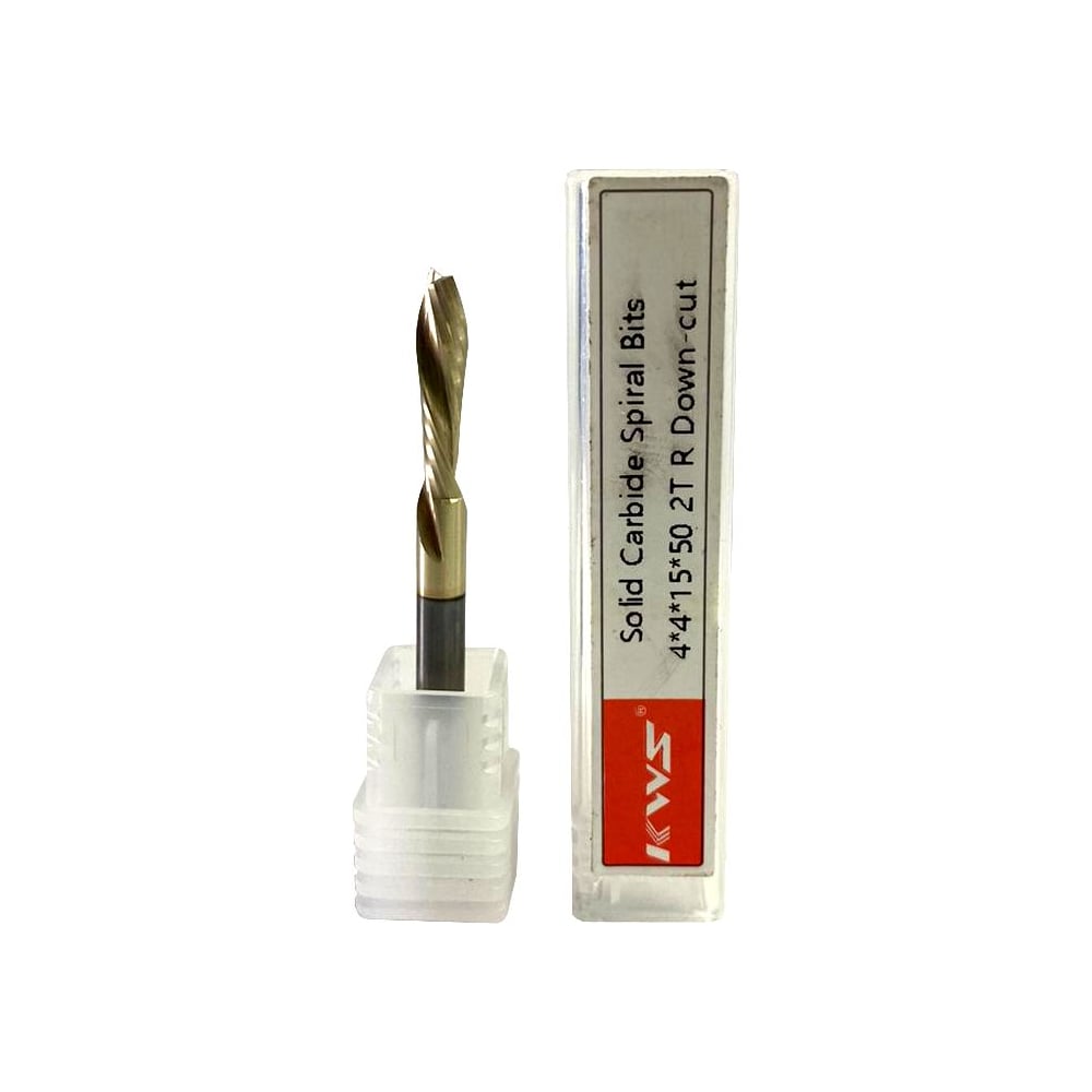 Изображение товара Фреза спиральная чистовая KWS 4x4x15x50 мм Z2 RH с покрытием Golden Coating