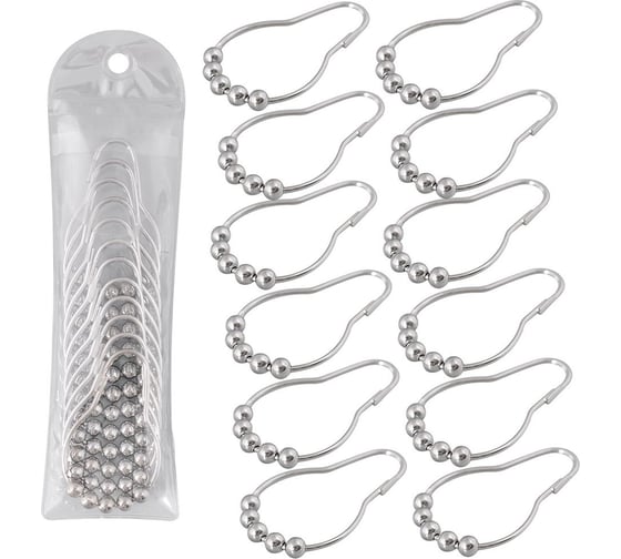 Изображение товара Набор колец для штор в ванную МУЛЬТИДОМ 12 шт Колье NEW VL34-64