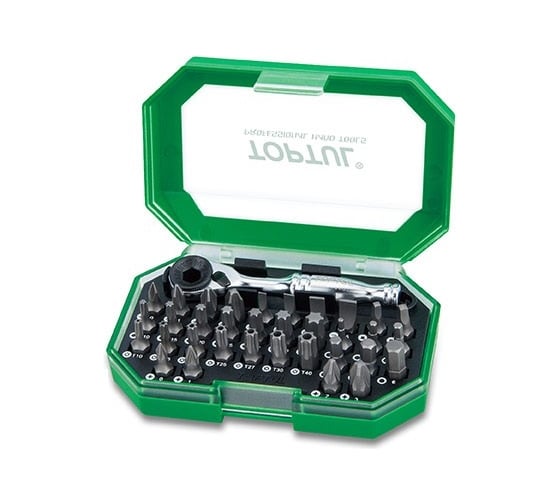 Изображение товара Набор бит с трещоткой TOPTUL 1/4, 35 предметов, Display Box (8 комплектов) GACW3503S