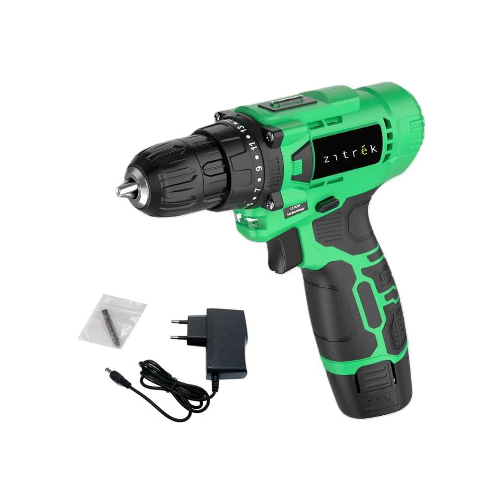 Изображение товара Дрель-шуруповерт аккумуляторная Zitrek Green Li Plus, 12В, 1x1.5Ач 083-1021 Изображение товара Дрель-шуруповерт аккумуляторная Zitrek Green Li Plus, 12В, 1x1.5Ач 083-1021