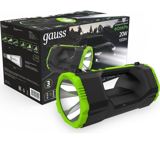 Изображение товара Фонарь Gauss прожекторный аккумуляторный 20W 1000lm Li-ion 10000mAh диммируемый LED GF703