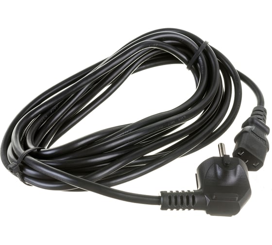 Изображение товара Шнур питания LANMASTER C13-Schuko угловая, 3х0.75, 220В, 10А, черный, 5 м LAN-PP13/SHA-5.0-BK