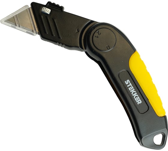 Изображение товара Нож строительно-монтажный с трапециевидным лезвием STEKKER 19 мм, 1 лезвие в рукоятке KMU-11-T 50198