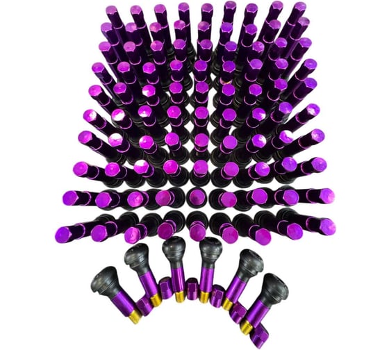 Изображение товара Вентиль колеса автомобильный Great Wolf в сборе, фиолетовый, 100шт GWK0100