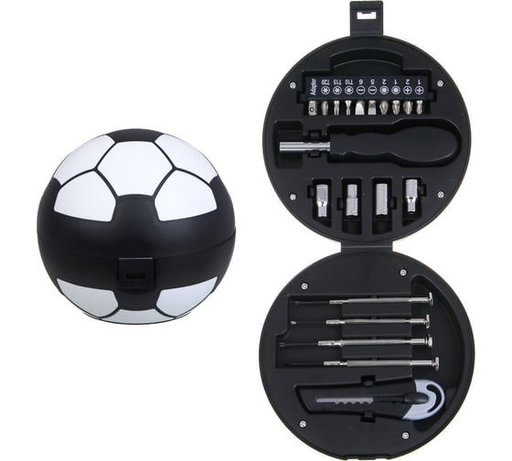 Изображение товара Набор: 4 головки, 10 бит, отвертка под биты, нож, 4 отвертки для точных работ РОКОТ 736-253