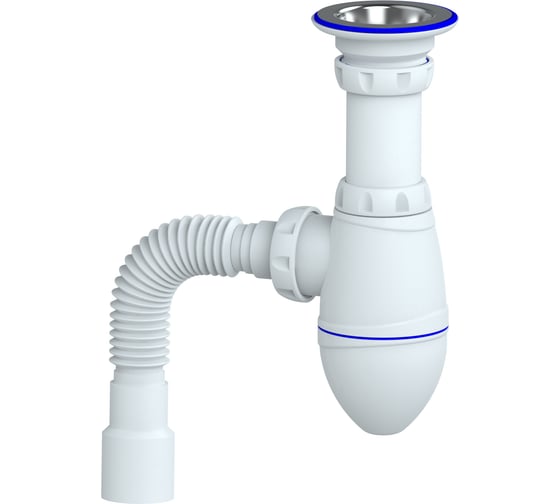 Изображение товара M220 Сифон для тюльпана, умывальника прикручивающийся выпуск 1 1/4" (Ø 32) винт 6x85 нержавеющая Unicorn М220