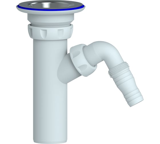 Изображение товара Комплектующие, прикручивающийся выпуск Unicorn ME140V 1 1/4" (Ø 32) отвод для стиральной машины, нержавеющая чашка МЕ140V