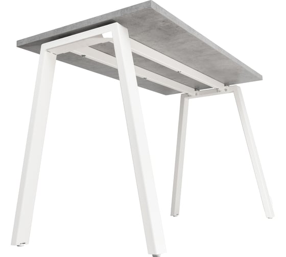 Изображение товара Письменный рабочий, офисный, школьный стол Primo&Mensa лофт, 120х60х75 см ЛДСП бетон 25 мм, опора металл белый PM-S1.12-6-2.5.B.A.9010MPM