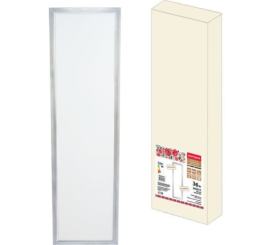 Изображение товара Светодиодная панель TDM ELECTRIC серии СВО 295 х1195, 36Вт, 3000К, хром, Народная без драйвера SQ0329-0216