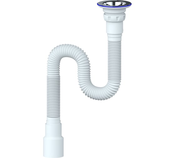 Изображение товара MD220 Сифон гофрированный 800 мм прикручивающийся выпуск 1 1/4" (Ø 32) нержавеющая чашка винт 6x8 Unicorn МD220